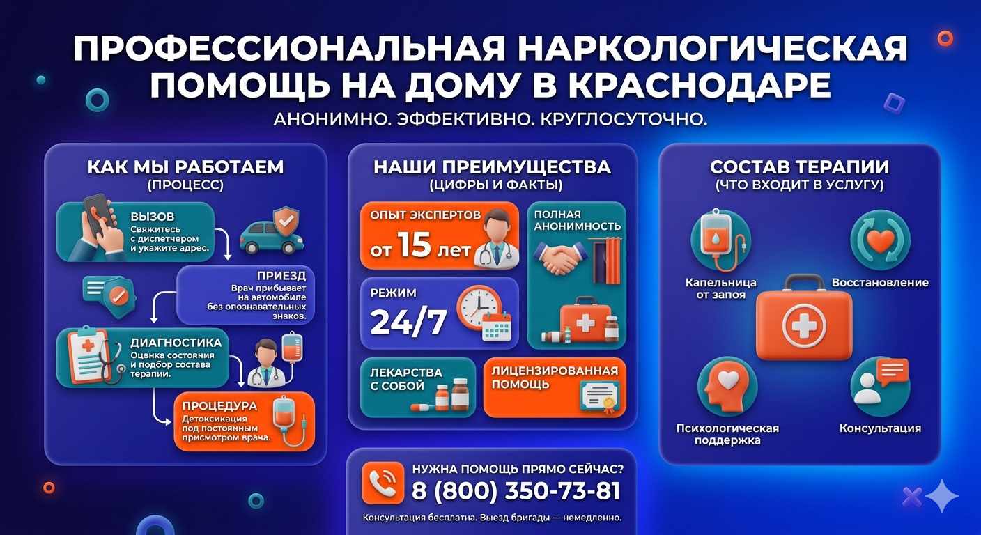 Инфографика о принципах лечения алкоголизма на дому в Удомле: этапы вызова нарколога, преимущества анонимной детоксикации и состав медицинской помощи.